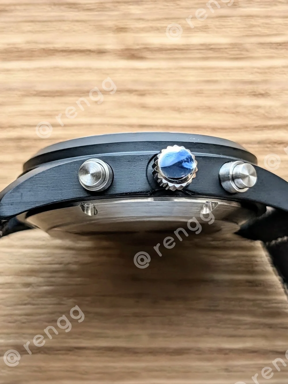 39mm Seiko Men’s Black Case Panda Chronograph Mod Watch Sapphire